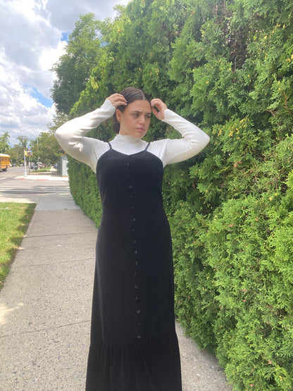 BUTTON VELOUR DRESS