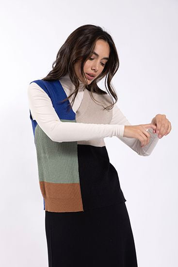 COLORBLOCK TIE BACK VEST