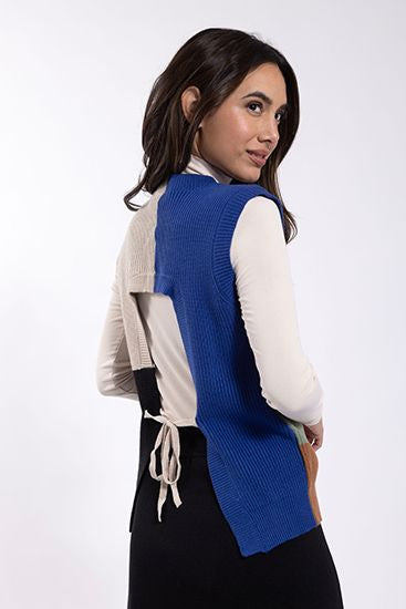 COLORBLOCK TIE BACK VEST