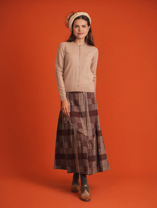 PLAID MIDI SKIRT