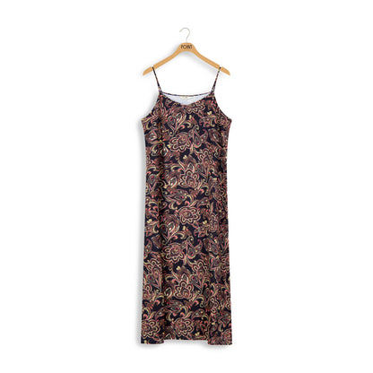 POINT SATIN A-LINE SLIP DRESS PRINTS