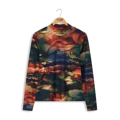 POINT PRINTED MOCK NECK