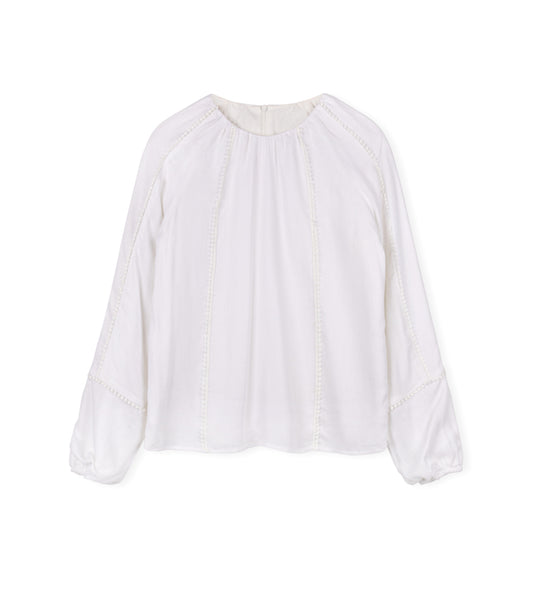 LINEN FLOWY STITCH DETAILED TOP