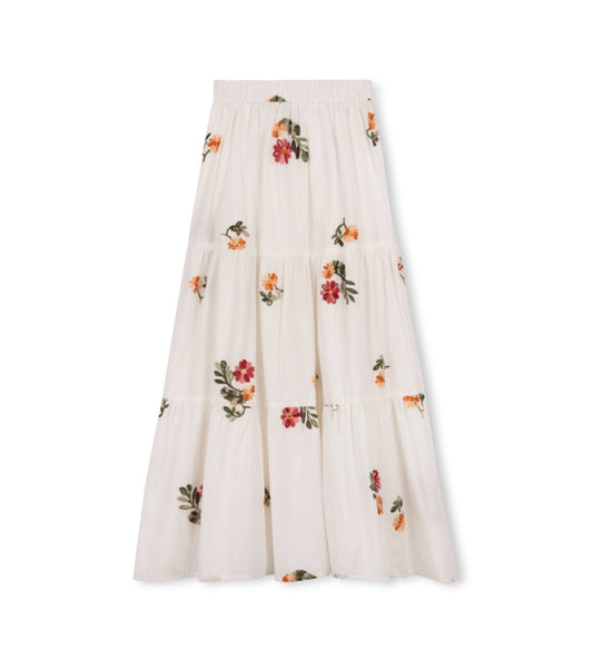 SCATTERED FLORAL TIERED SKIRT