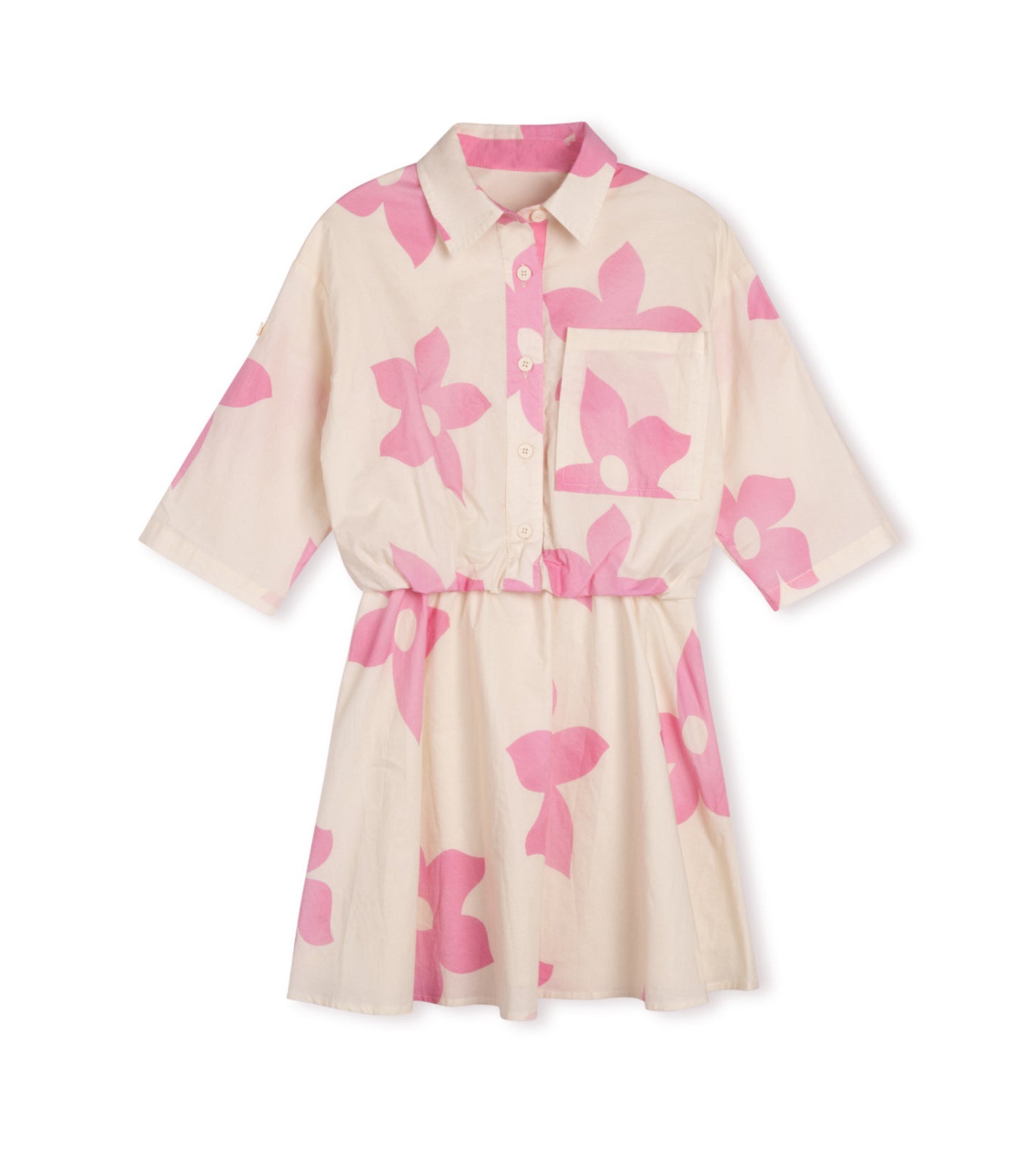 POPLIN FLOWER SHIRT DRESS