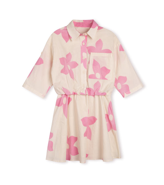 POPLIN FLOWER SHIRT DRESS