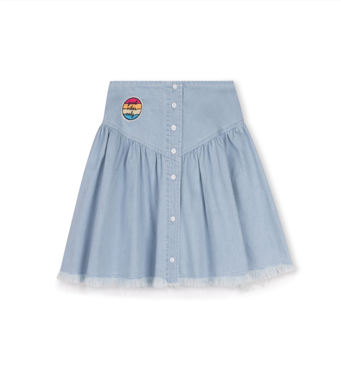 FRAYED HEM PATCH SKIRT