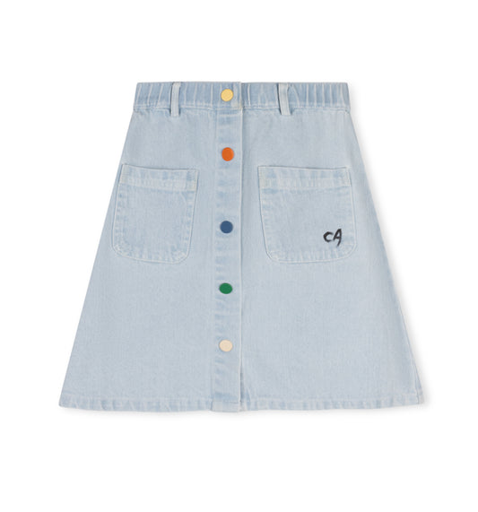 DENIM COLORED BUTTON DOWN SKIRT