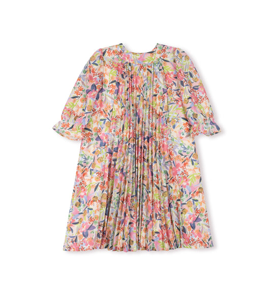 PLEATED FLOWY DRESS