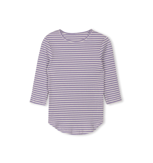 STRIPED RIBBED BACK SEAM TEE