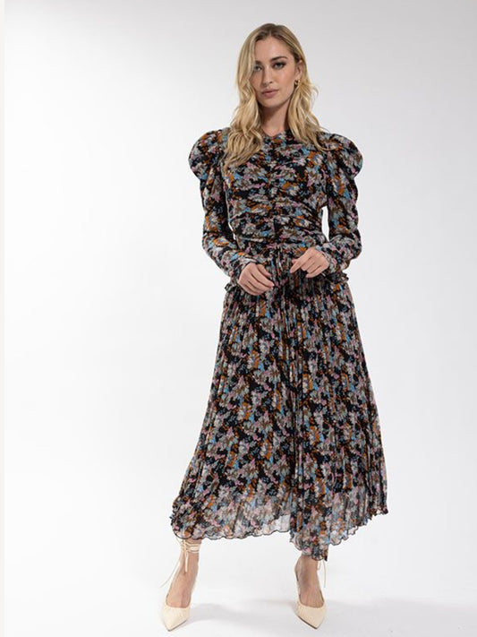 FLORAL RUCHED DRESS