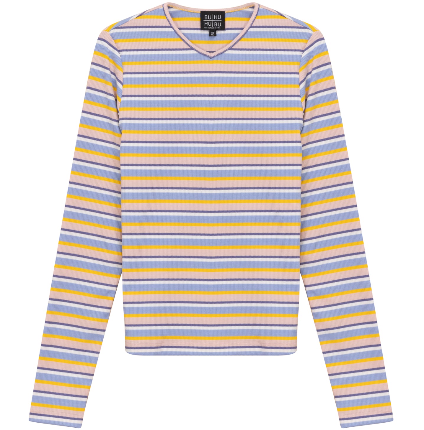 LADIES STRIPED V NECK TEE