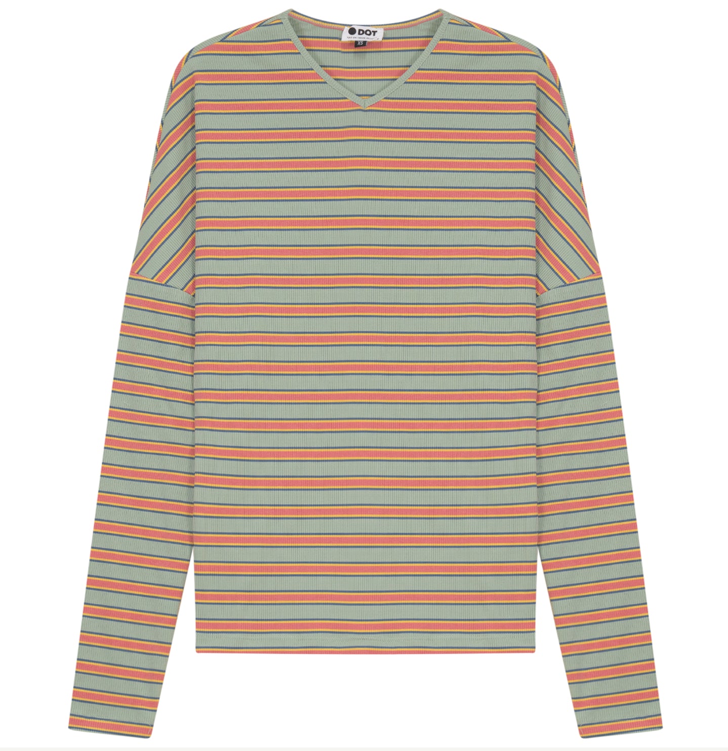 LADIES V NECK DOLMAN STRIPED TEE