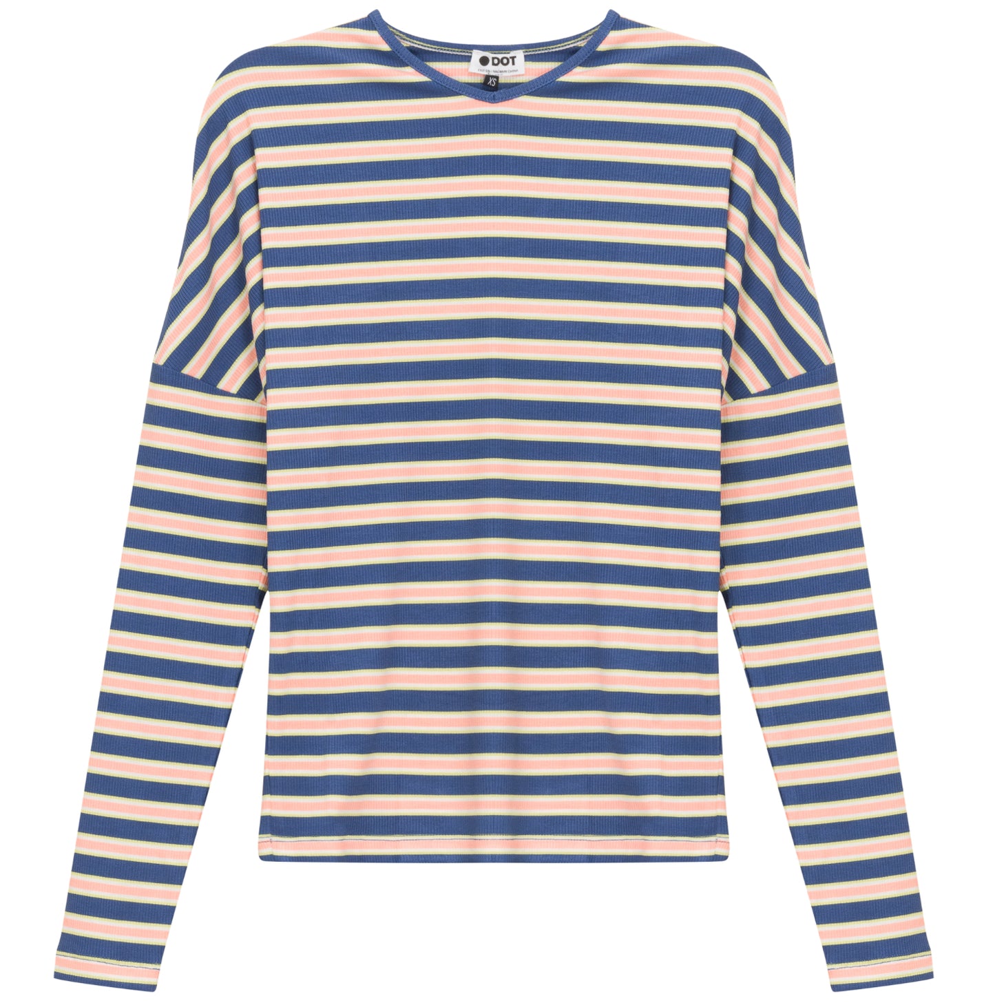 LADIES V NECK DOLMAN STRIPED TEE