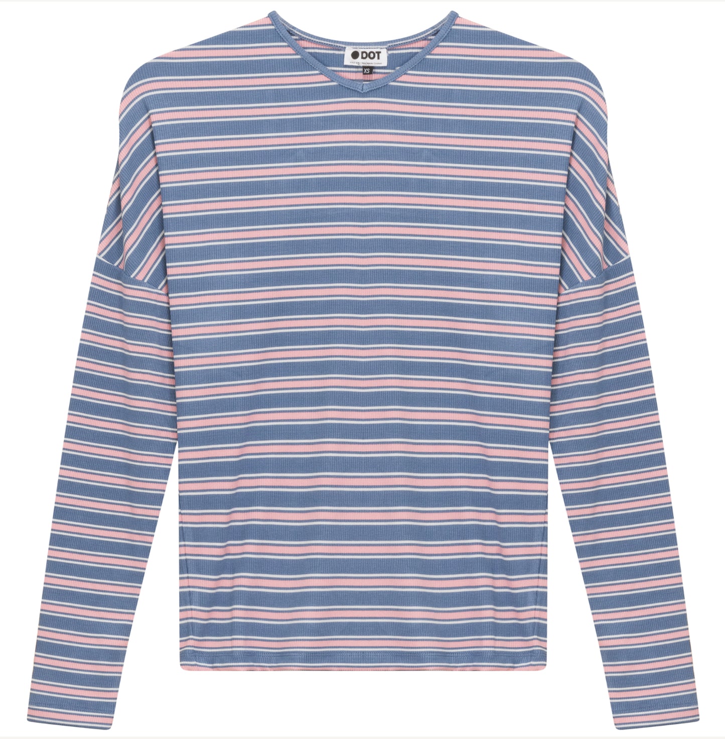 LADIES V NECK DOLMAN STRIPED TEE