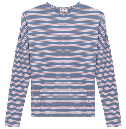 LADIES V NECK DOLMAN STRIPED TEE