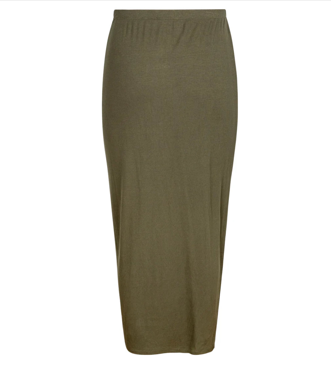 POINT MAXI LENGTH SLIM RIB SKIRT