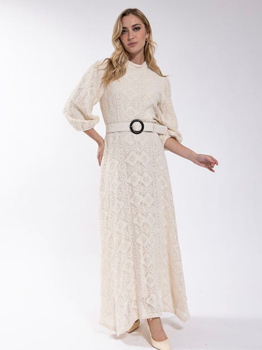 CROCHET BUBBLE SLEEVE DRESS