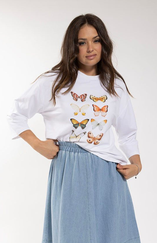 MULTI BUTTERFLY GRAPHIC TEE