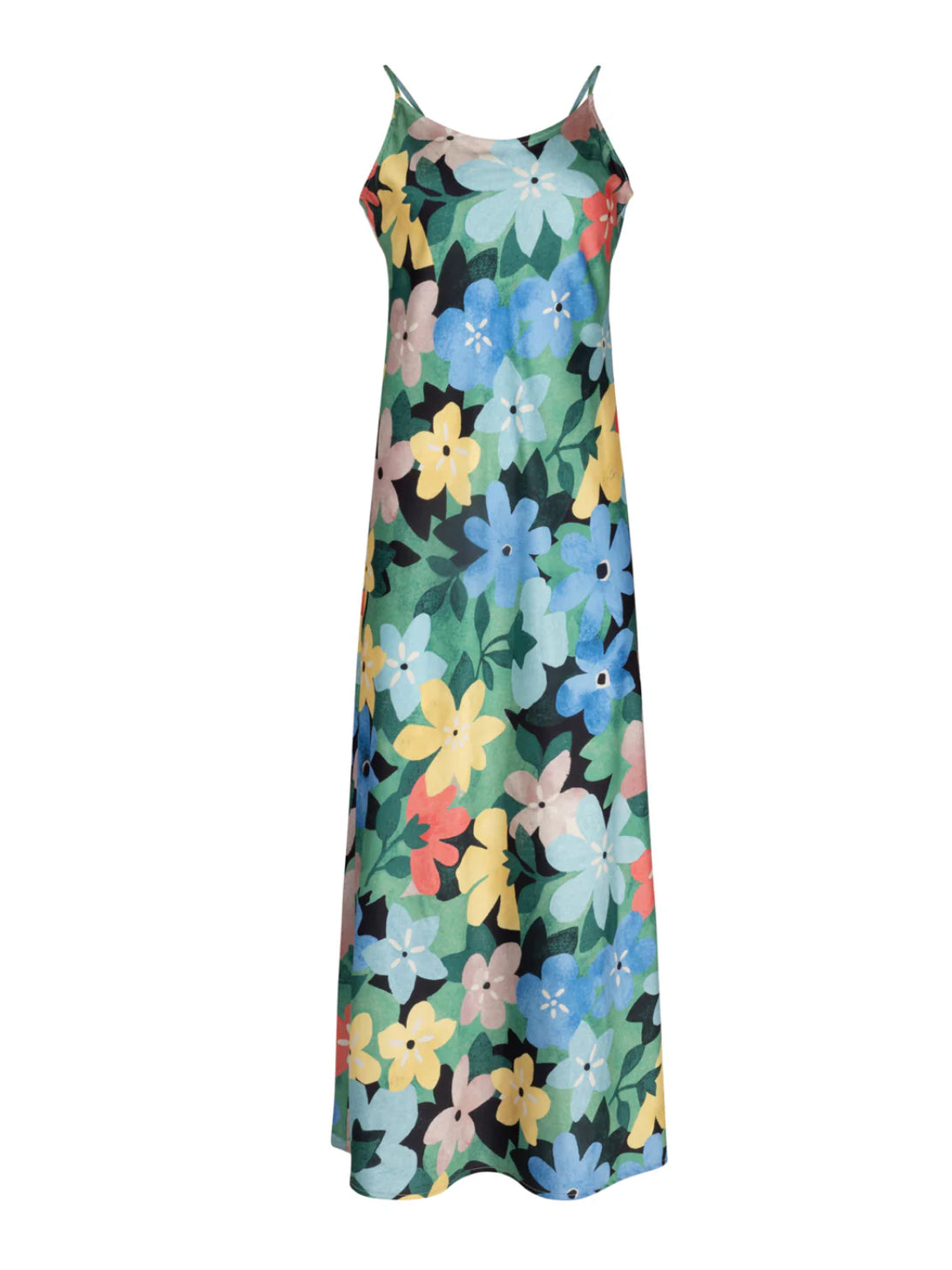 POINT SATIN STRAIGHT SLIP DRESS