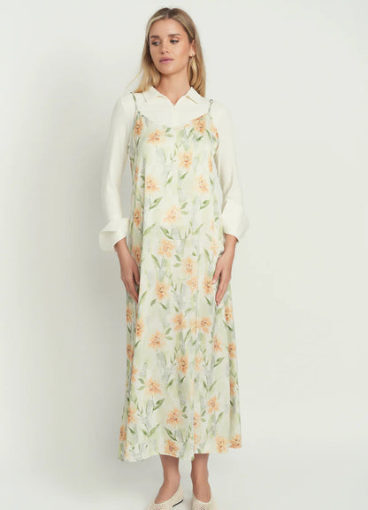 POINT SATIN A-LINE SLIP DRESS PRINTS