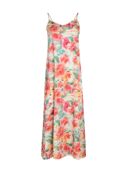 POINT SATIN A-LINE SLIP DRESS PRINTS