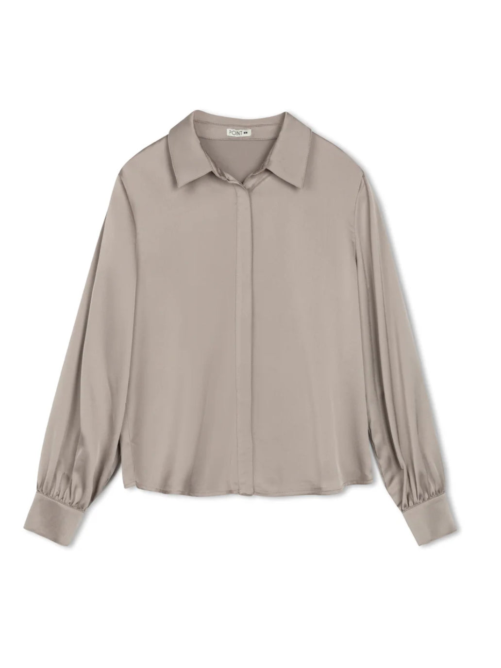 POINT SOLID SATIN BLOUSE