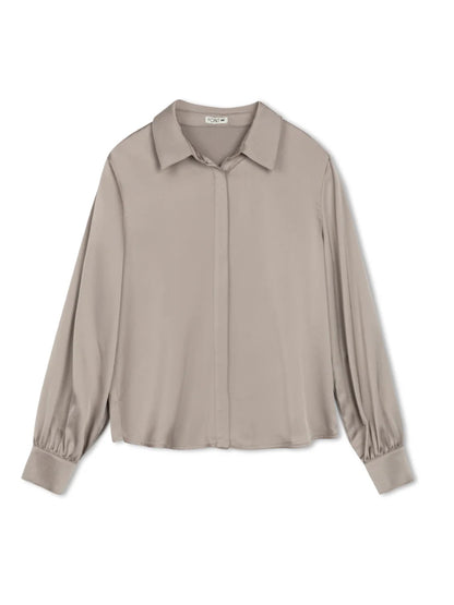 POINT SOLID SATIN BLOUSE