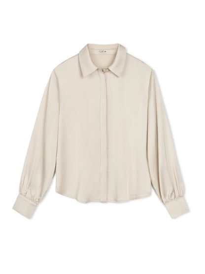 POINT SOLID SATIN BLOUSE