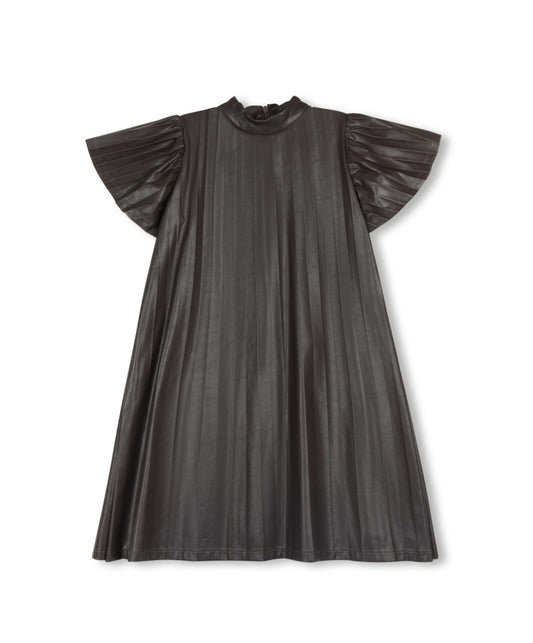 PLEATED LEATHER DRESS