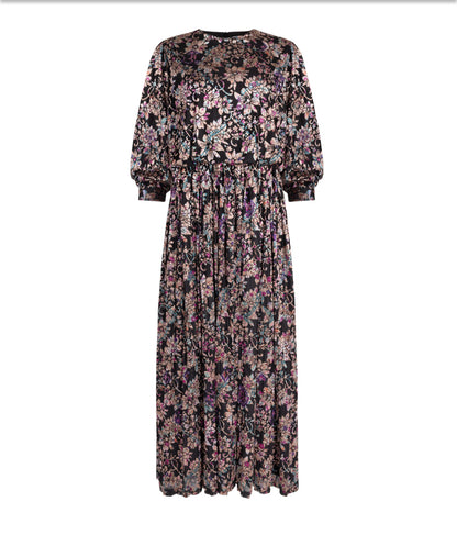 MESH VELVET DETAILED DRESS