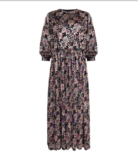 MESH VELVET DETAILED DRESS