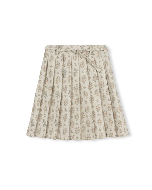 BEAM BELTED BOX PLEATED FLORAL SKIRT