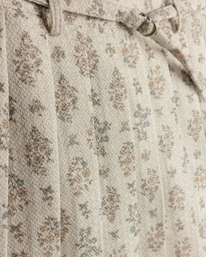 BEAM BELTED BOX PLEATED FLORAL SKIRT