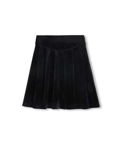 VELOUR V WAIST PLEAT SKIRT