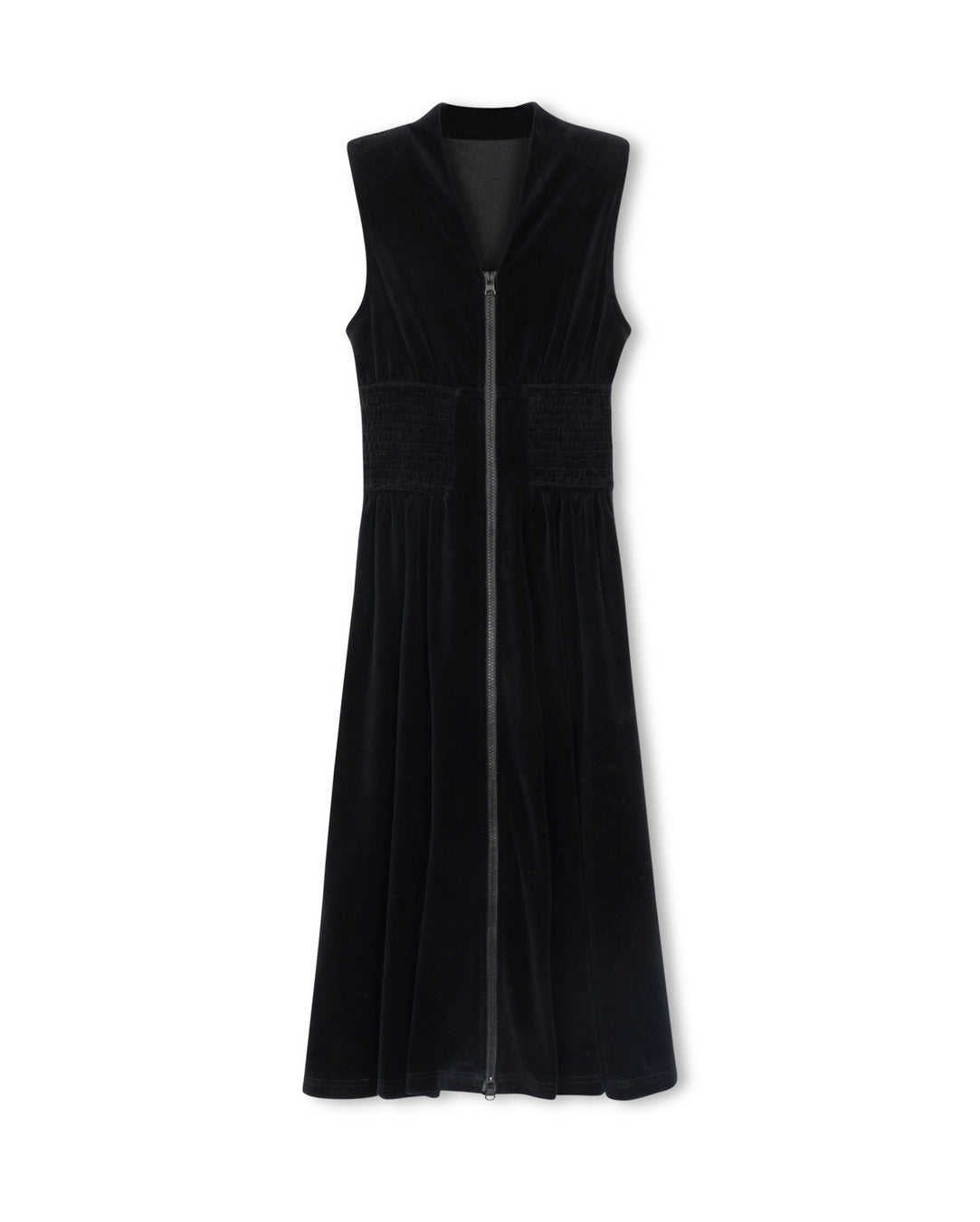 SMOCKED FRONT ZIPPED VELOUR JUMPER
