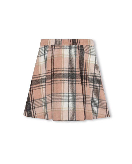 GILT WOOL SIDE PLEATED PLAID SKIRT
