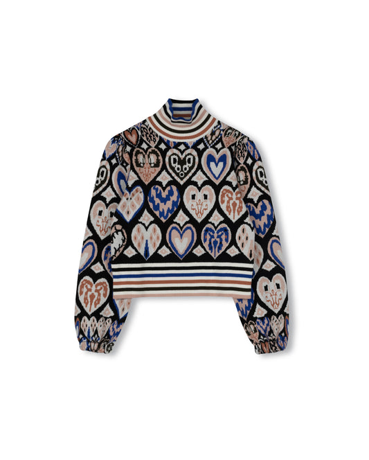 HEART PRINT SWEATER