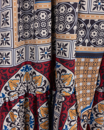 ABSTRACT PRINTED WAISTED DRESS