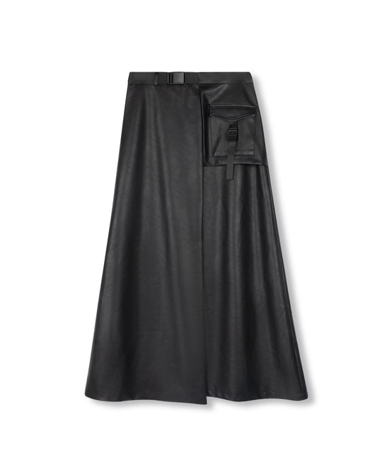 BUCKLE LEATHER SKIRT
