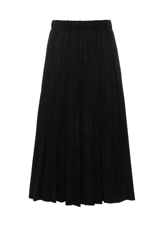 SUEDE MIDI PLEAT SKIRT