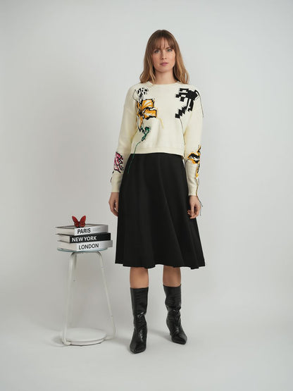 FLORAL FRINGE SWEATER