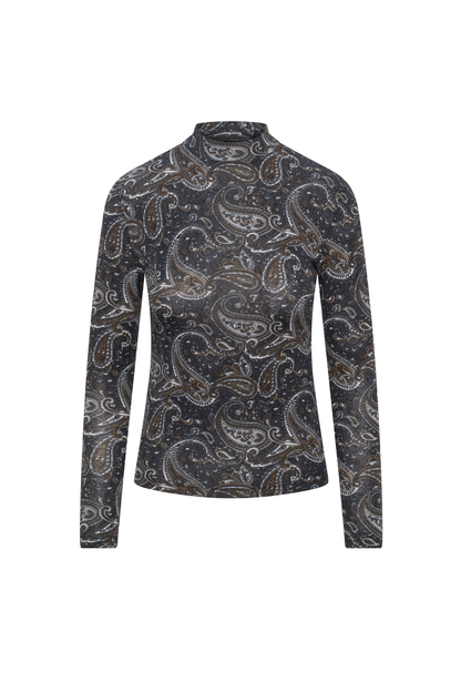 RIFF PRINTED MOCK NECK TEE