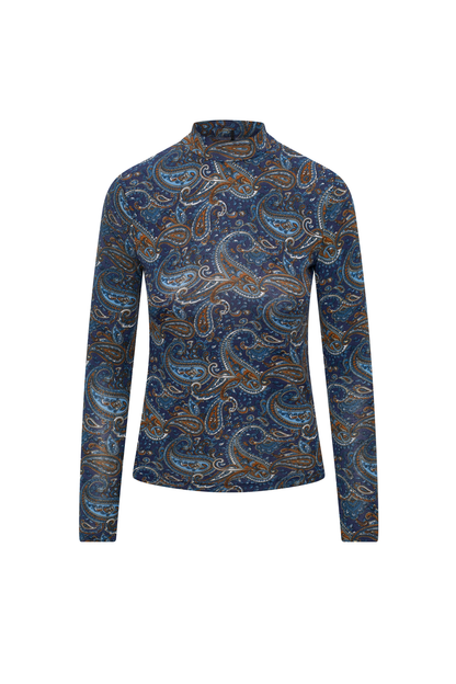RIFF PRINTED MOCK NECK TEE