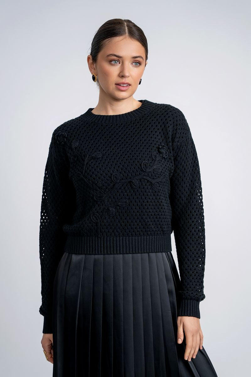 CROCHET EMBROIDERED SWEATER