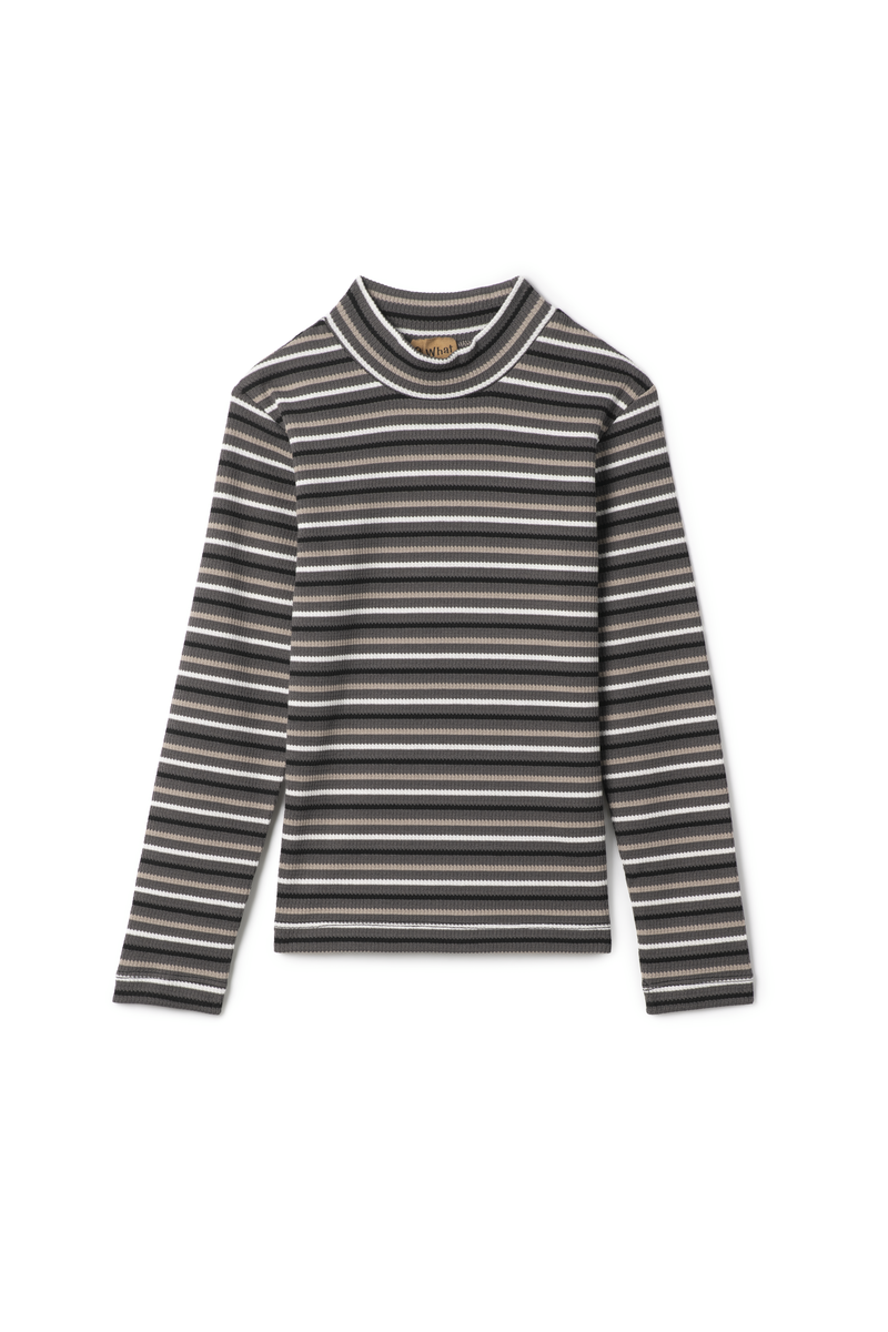 WAFFLE STRIPED MOCKNECK