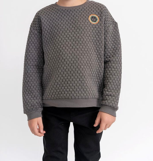 QUILTED SMILE SWEATSHIRT