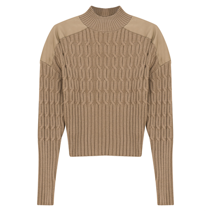 LEATHER COMBO SWEATER