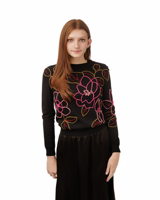 FLORAL YARN SWEATER