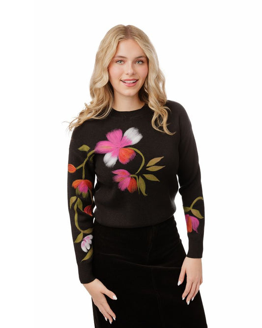 FELT FLORAL SWEATER